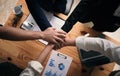 Above view of Teamwork Join Hands Support Together Business Teamwork Concept Royalty Free Stock Photo