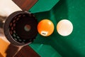 Above view on two billiard balls. Royalty Free Stock Photo