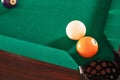 Above view on two billiard balls. Royalty Free Stock Photo