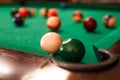 Above view on two billiard balls. Royalty Free Stock Photo