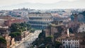 Above view of Via dei Fori Imperiali and Coliseum Royalty Free Stock Photo