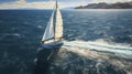 Above the Waves. Sailboats\' Aerial Dance in Windy Seas. Generative AI