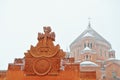 ABOVYAN, ARMENIA - DECEMBER 31, 2016: Red tuff armenian cathedral Surb Hovhannes Church (St. John the Baptist Church) and