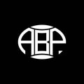 ABP abstract monogram circle logo design on black background. ABP Unique creative initials letter logo