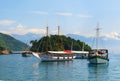 Abraao Beach boat near island Ilha Grande, Rio de Janeiro, Brazil Royalty Free Stock Photo