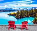 Abraham lake with turquoise water Royalty Free Stock Photo