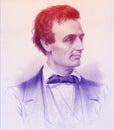 Abraham Lincoln engraved illustration, in line art Royalty Free Stock Photo