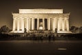 Abraham Lincoln Memorial National Mall Night Sunset Black and White Beige Vintage