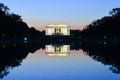 Abraham Lincoln Memorial and and reflection over the pool at night - Washington DC, USA