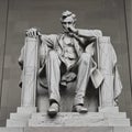 Abraham Lincoln, memorial, thoughtful, pensive about America, USA.