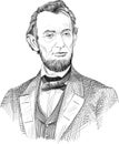 Abraham Lincoln portrait in line art illustration vector Royalty Free Stock Photo