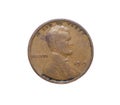 1919 Abraham Lincoln Wheat Liberty Penny, rare error no mint mark U.S. one cent currency. United States of America E. pluribus Royalty Free Stock Photo