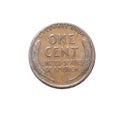1919 Abraham Lincoln Wheat Liberty Penny, rare error no mint mark U.S. one cent currency. United States of America E. pluribus Royalty Free Stock Photo