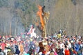 Abramtsevo, Moscow region, Russia, March, 13. 2016. People taking part in celebration of Bakshevskaya Shrovetide. The burning of s