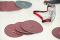 abrasive discs and eyewear Royalty Free Stock Photo