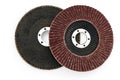 Abrasive flap grinding disc and abrasive vulcanite discs Royalty Free Stock Photo