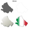 Abruzzo blank detailed outline map set