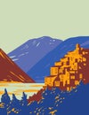 Abruzzo Lazio and Molise National Park With Lake Barrea and Mount Marsicano Italy WPA Art Deco Poster