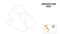 Abruzzo Map. State and district map of Abruzzo. Political map of Abruzzo with outline and black and white design