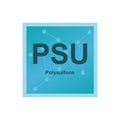 Vector symbol of Polysulfone PSU polymer on the background from connected macromolecules