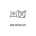 Abs muscules thin line icon, sign, symbol, illustation, linear concept, vector