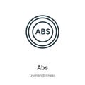 Abs outline vector icon. Thin line black abs icon, flat vector simple element illustration from editable gymandfitness concept Royalty Free Stock Photo