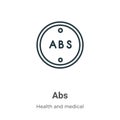 Abs outline vector icon. Thin line black abs icon, flat vector simple element illustration from editable health concept isolated Royalty Free Stock Photo