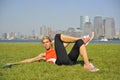 Abs Strength Exercise in Urban Park Royalty Free Stock Photo