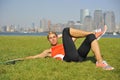 Abs Strength Exercise in Urban Park Royalty Free Stock Photo