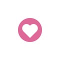 Absctract circle heart sign pink in white background