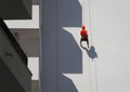 Abseil lon a building facade in palma Royalty Free Stock Photo