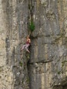 Abseiling down Kilnsey Crag