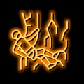 abseiling extreme sport neon glow icon illustration