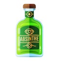 Absinthe bottle beverage flat icon vector sign