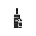 Absinthe bottle and glass color line icon. Alcoholic beverages.