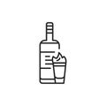 Absinthe bottle and glass color line icon. Alcoholic beverages.