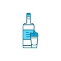 Absinthe bottle and glass color line icon. Alcoholic beverages.