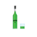 Absinthe bottle with glass illustration