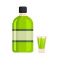 Absinthe bottle and shot glass isolated on white background vector illustration