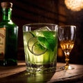 Absinthe, exotic liquer alcoholic liquor drink in bar pub