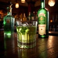 Absinthe, exotic liquer alcoholic liquor drink in bar pub