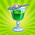 Absinthe green alcohol drink pop art vector