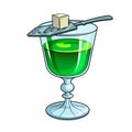 Absinthe green alcohol drink pop art vector