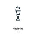 Absinthe outline vector icon. Thin line black absinthe icon, flat vector simple element illustration from editable drinks concept Royalty Free Stock Photo