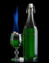 Absinthe with sugar burning