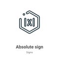 Absolute sign outline vector icon. Thin line black absolute sign icon, flat vector simple element illustration from editable signs