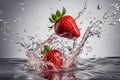 Ai image ripe strawberry, its surface adorned with glistening water droplets from a refreshing splash