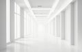 Absolutely clean white corridor with windows