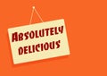 Absolutely delicious sticker record Vector illustration