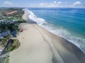 Absolutely empty Petitenget Beach. Bali, Indonesia. Aerial image.